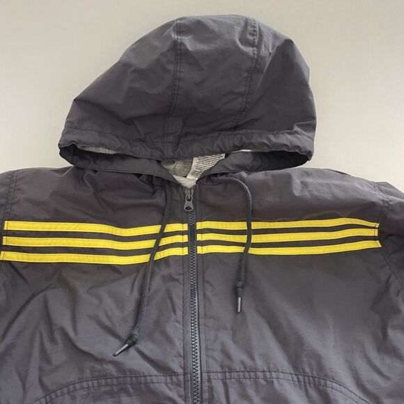 Vintage‎ Adidas Mens M Jacket 90s Packable Hood Zip Nylon Retro Windbreaker Y2K - Picture 2 of 11
